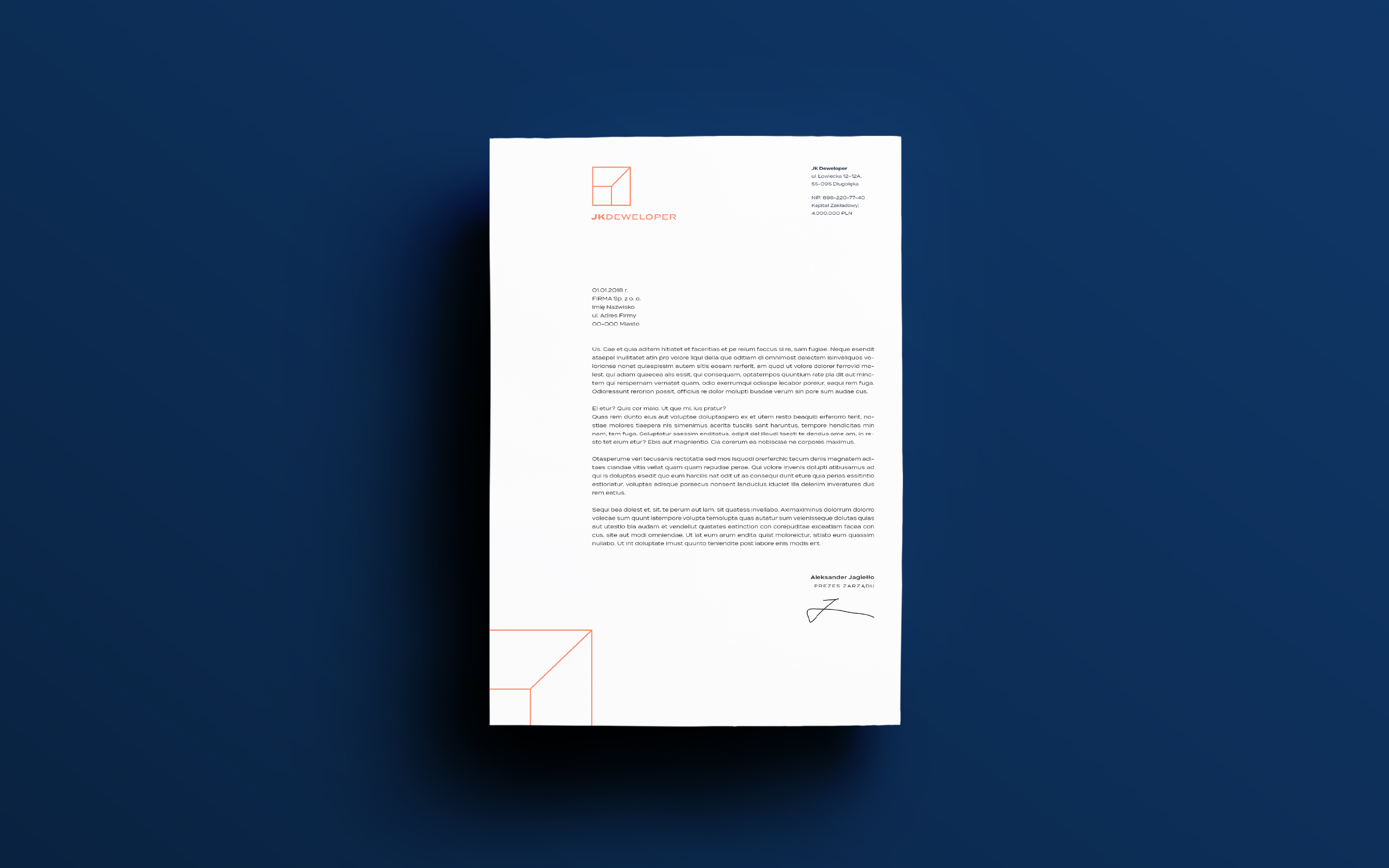 JK Developer papier firmowy