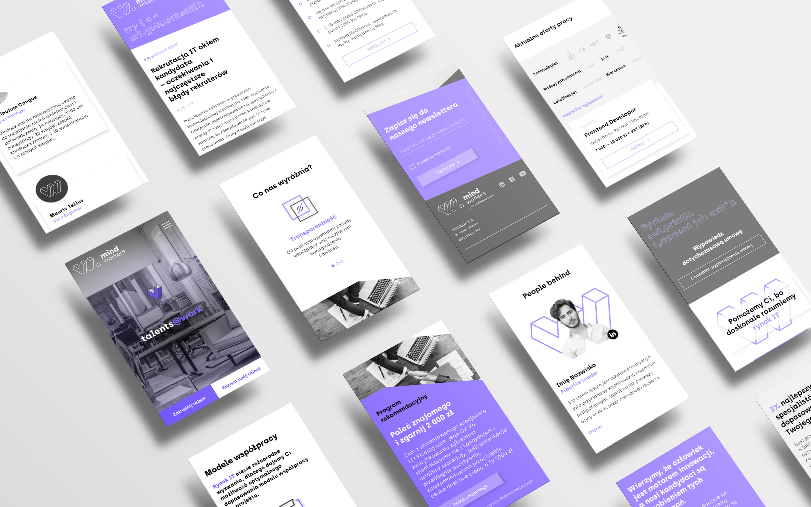 Mindworkers widok strony www mobile